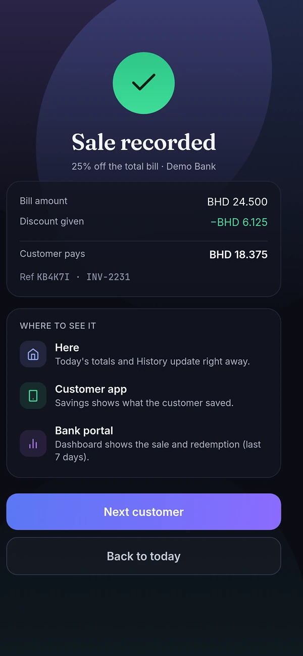The bank sees it live
