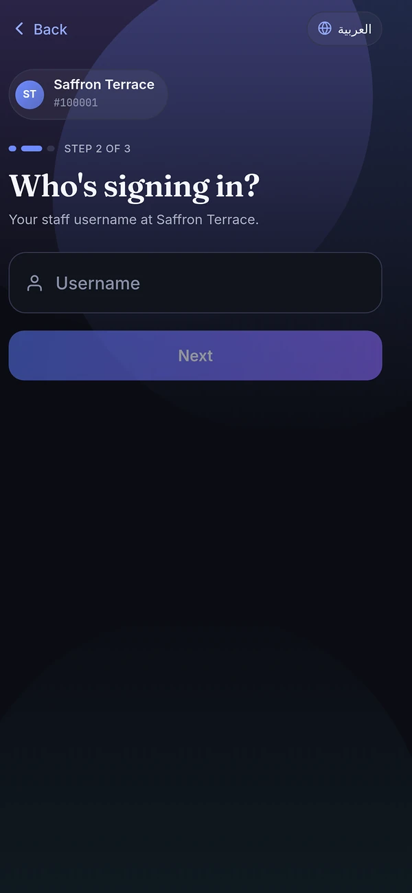 Merchant app sign-in